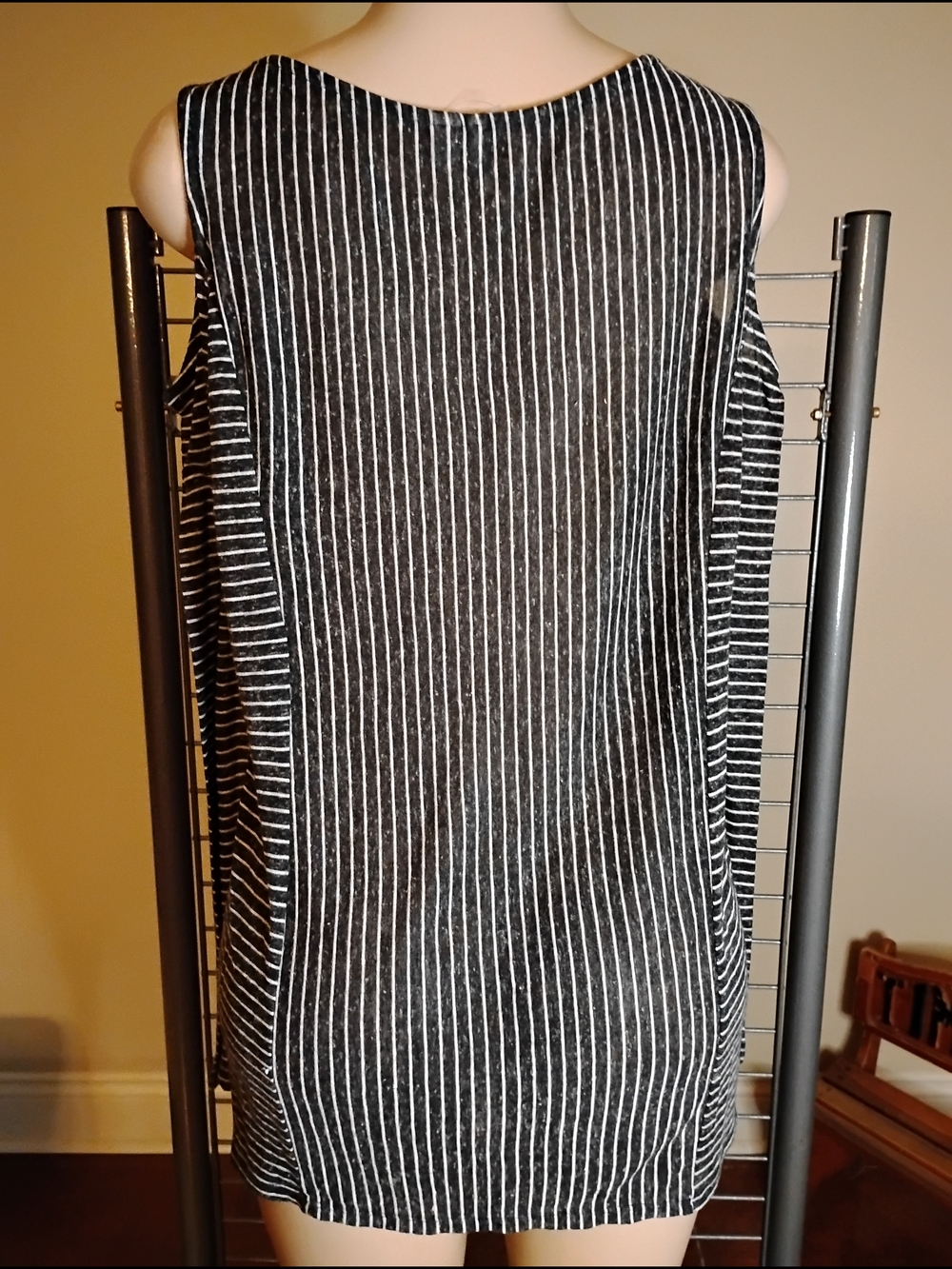 Cato Black with White Pinstripe Cold-Shoulder Top - Picture 2 of 7